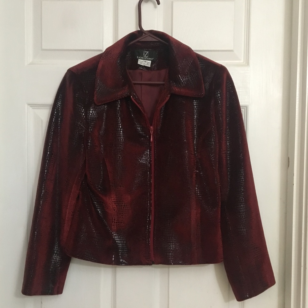 Beautiful deep red Lori Zoni jacket.